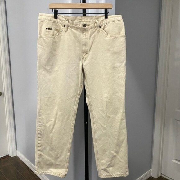 LEE Jeans Cream SIZE 38x29 Men’s Denim Khaki Pant's Jean Beige - Picture 1 of 10